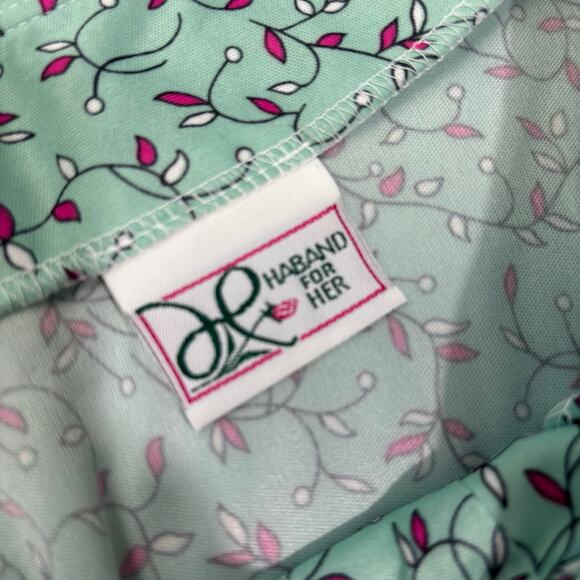 VTG Haband for Her Mint Green Floral Midi Dress, Elastic Waist and Tie, Size S - Picture 6 of 8